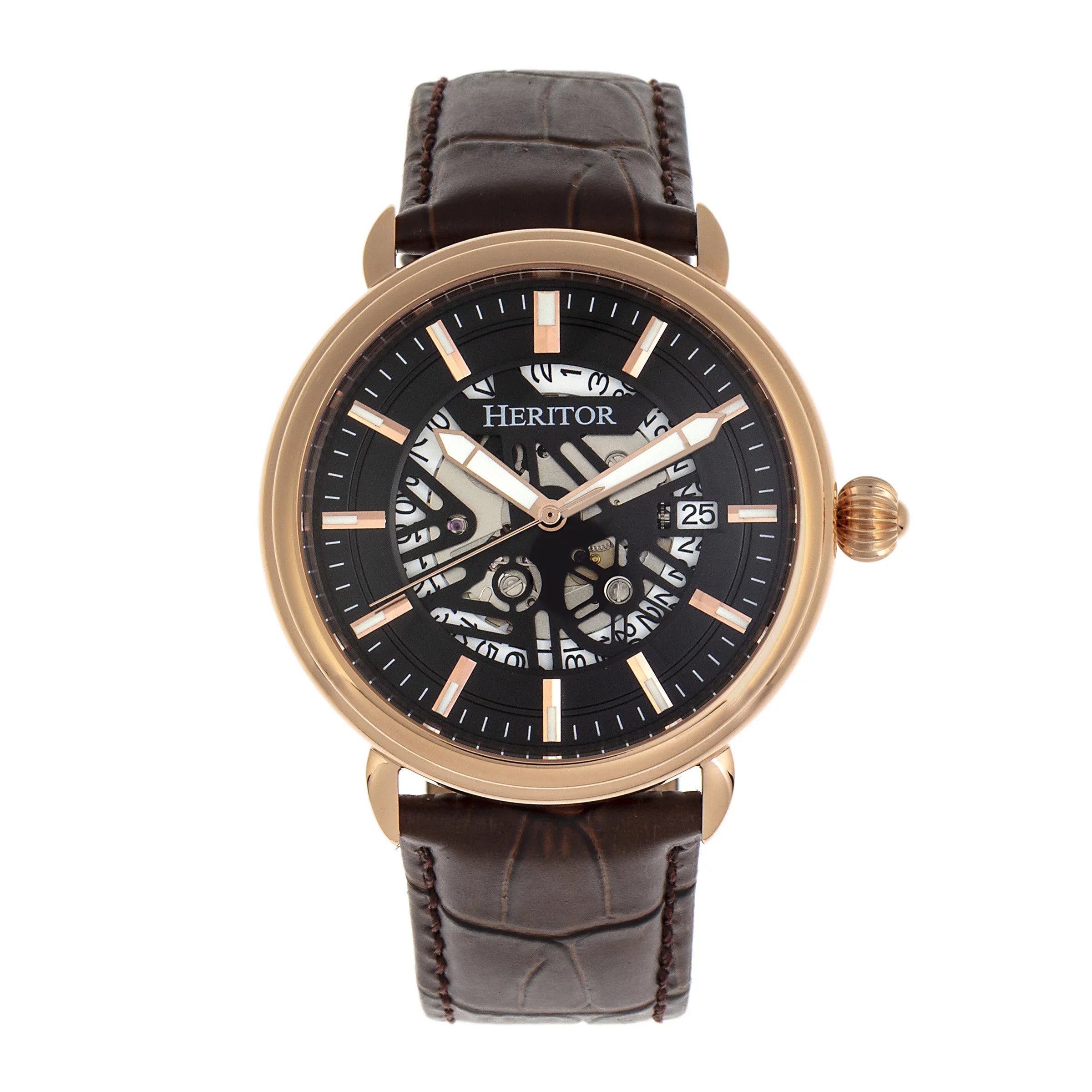 Heritor Silver - Automatic W/Date Watch Mattias Leather-Band