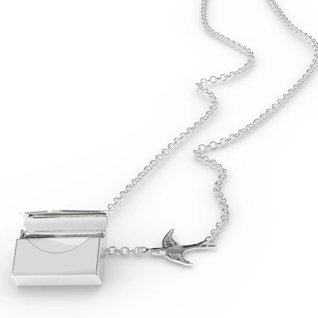 silver Neonblond Envelope in from Wrangell?St.?Elias, Postcard Locket Necklace Vintage Greetings a