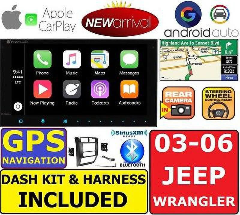 STEREO NAVIGATION APPLE TJ JEEP ANDROID 03-06 SYSTEM GPS CARPLAY AUTO WRANGLER