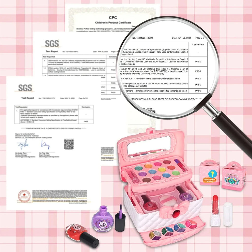 Makeup Girls, Gift, for Non-Toxic Birthday Toys Safe Kit Olds Girls Set, Pink Set Makeup Christmas for Year 24Pcs & Makeup Cosmetic Kids Kids Makeup Washable Toddler 3-12 Frozen Real