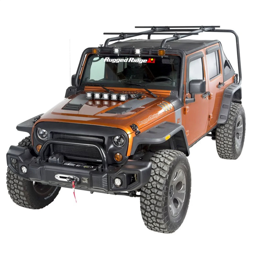 with | Rack Jeep Wrangler Ridge JK for Roof Tubes, | Crossbars by RealTruck 2007-2018 Sherpa Crossbar | Rugged 56.5" Black Steel, JK 11703.11 Compatible Wrangler