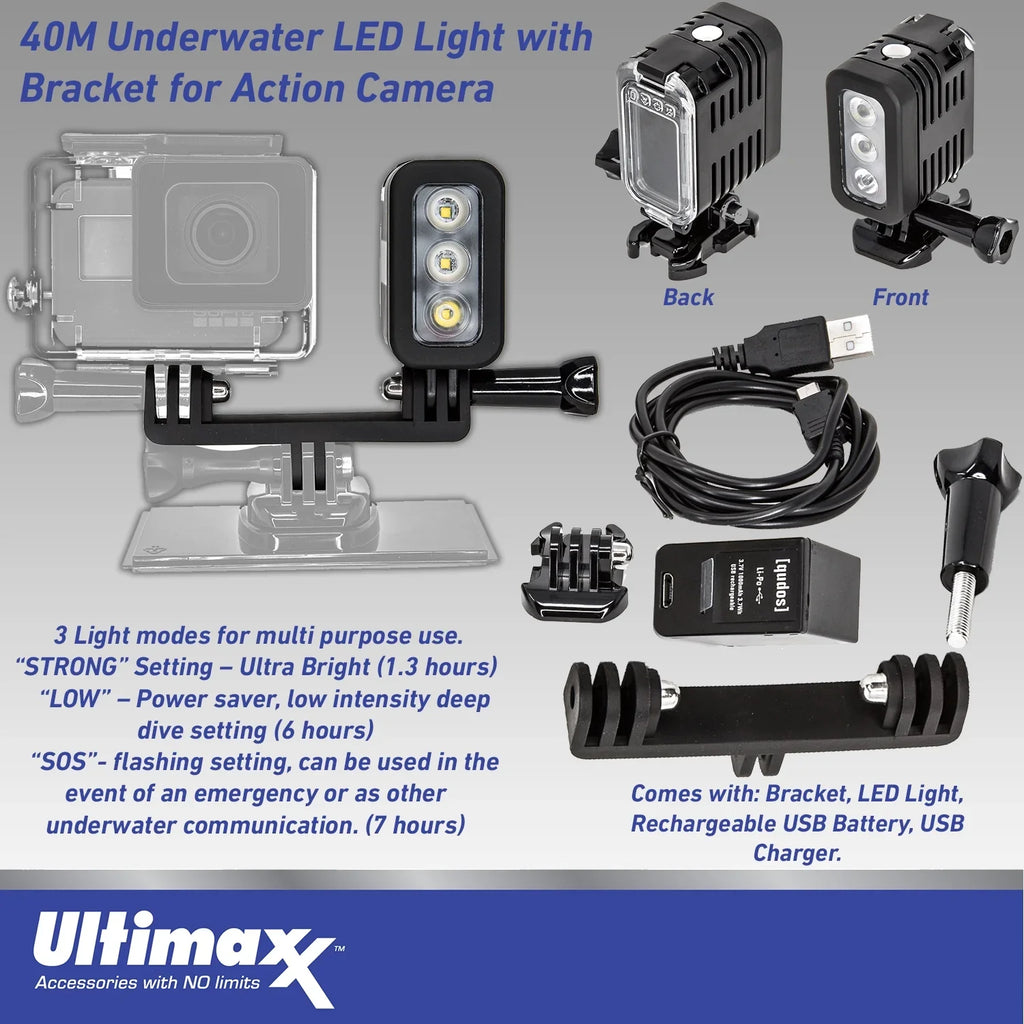 Memory Premium microSD (30pc Underwater 12 - Bundle Card, Much More LED & Includes: 64GB Hero Extreme GoPro Bundle) Ultimaxx Light Replacement Battery, 40M