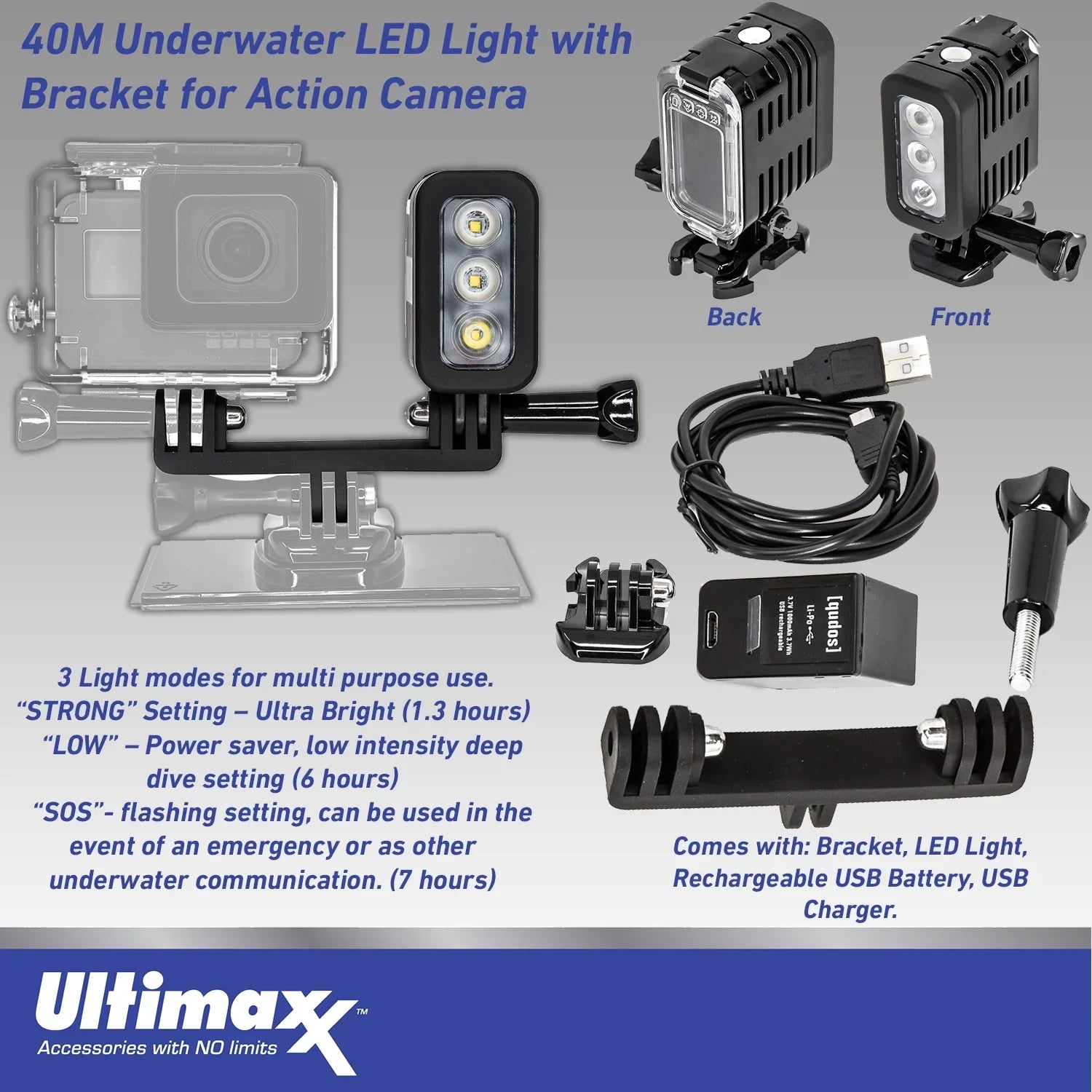 Memory Premium microSD (30pc Underwater 12 - Bundle Card, Much More LED & Includes: 64GB Hero Extreme GoPro Bundle) Ultimaxx Light Replacement Battery, 40M