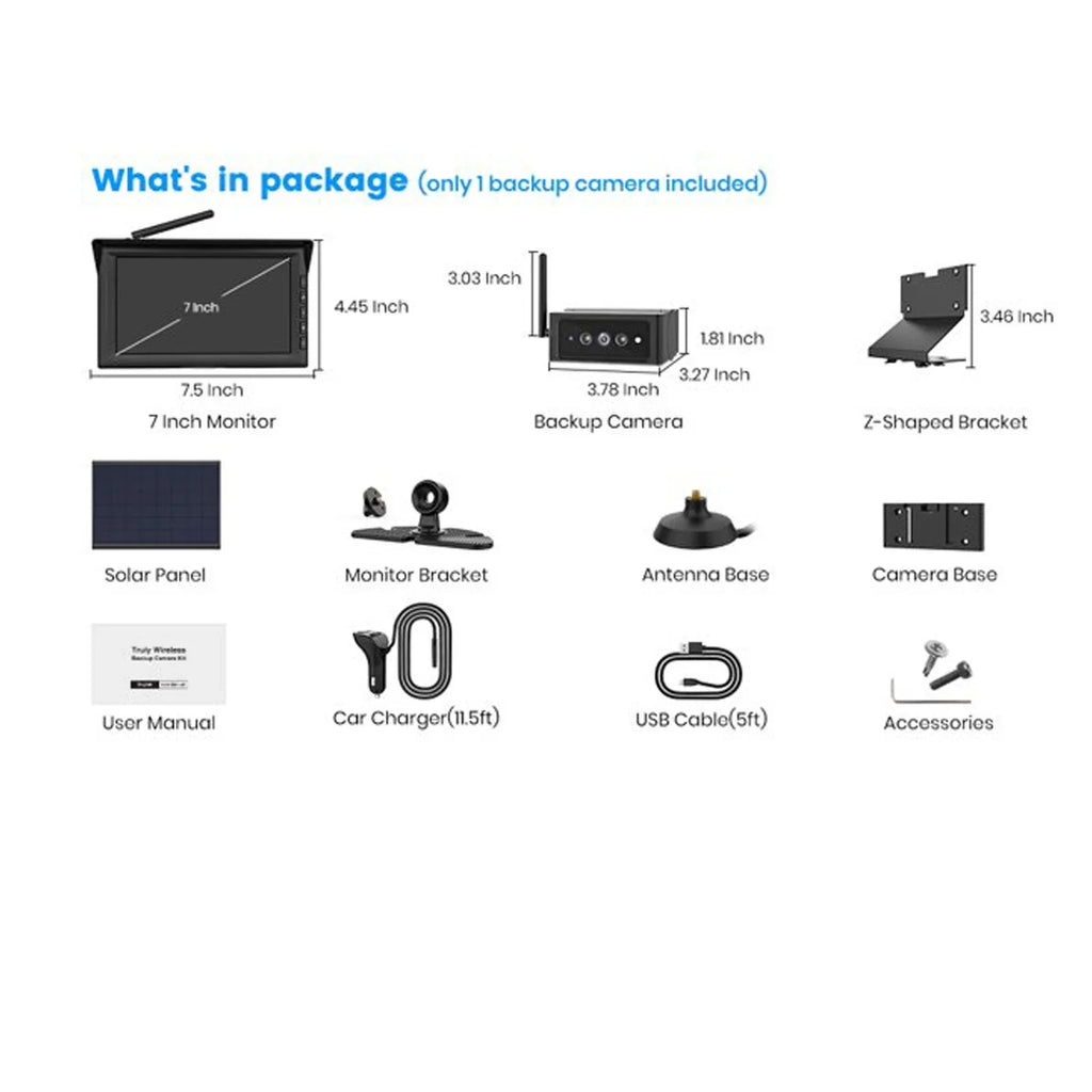 Reverse Trailer Cameras RV Camera IR Night Wireless Auto-Vox Camera Van Solar4 Support Backup Truck Vision HD 7" 2 Monitor Solar for Kit