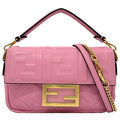 Pink FF Baguette Pre-Owned Chain FENDI Small 8BS017 Leather Shoulder (Like GP Embossed Ladies New) Gold Fendi Bag