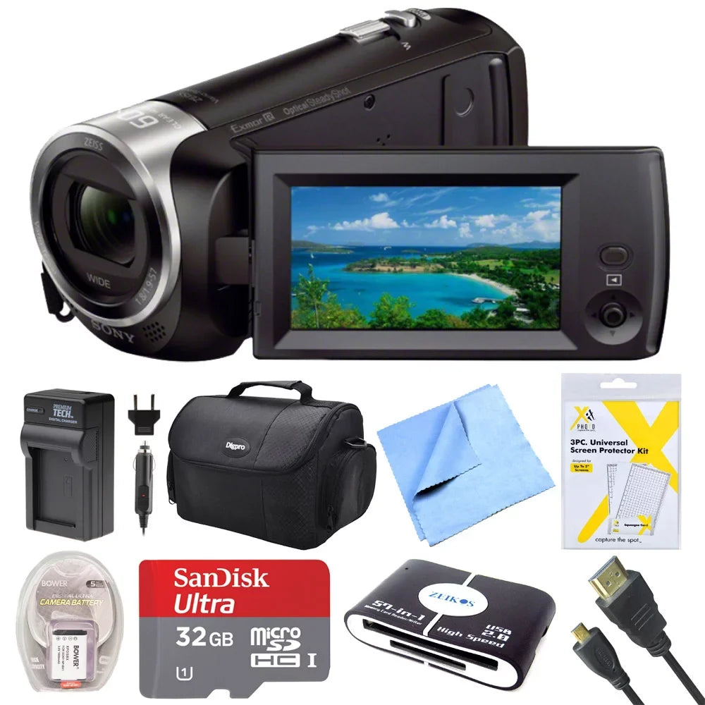 MicroSDHC HDR-CX405 with HDRCX405 Sony and Bag, Handycam Camcorder Video Card, Deluxe Bundle Charger, 32GB Cable, More HDMI AC/DC Recording CX405 Pack, Battery Memory