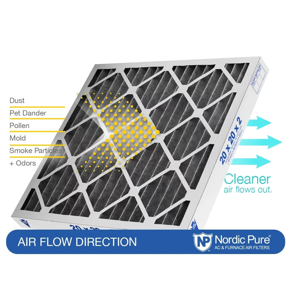 Pure Carbon Pack Pleated MERV Nordic 12 10 20x20x2 Plus Air Pleated Filters