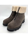 CANADIENNE Cushioned Womens Gray Block Heel Zip-Up Round M Abba Booties Toe Leather 6.5 LA Waterproof