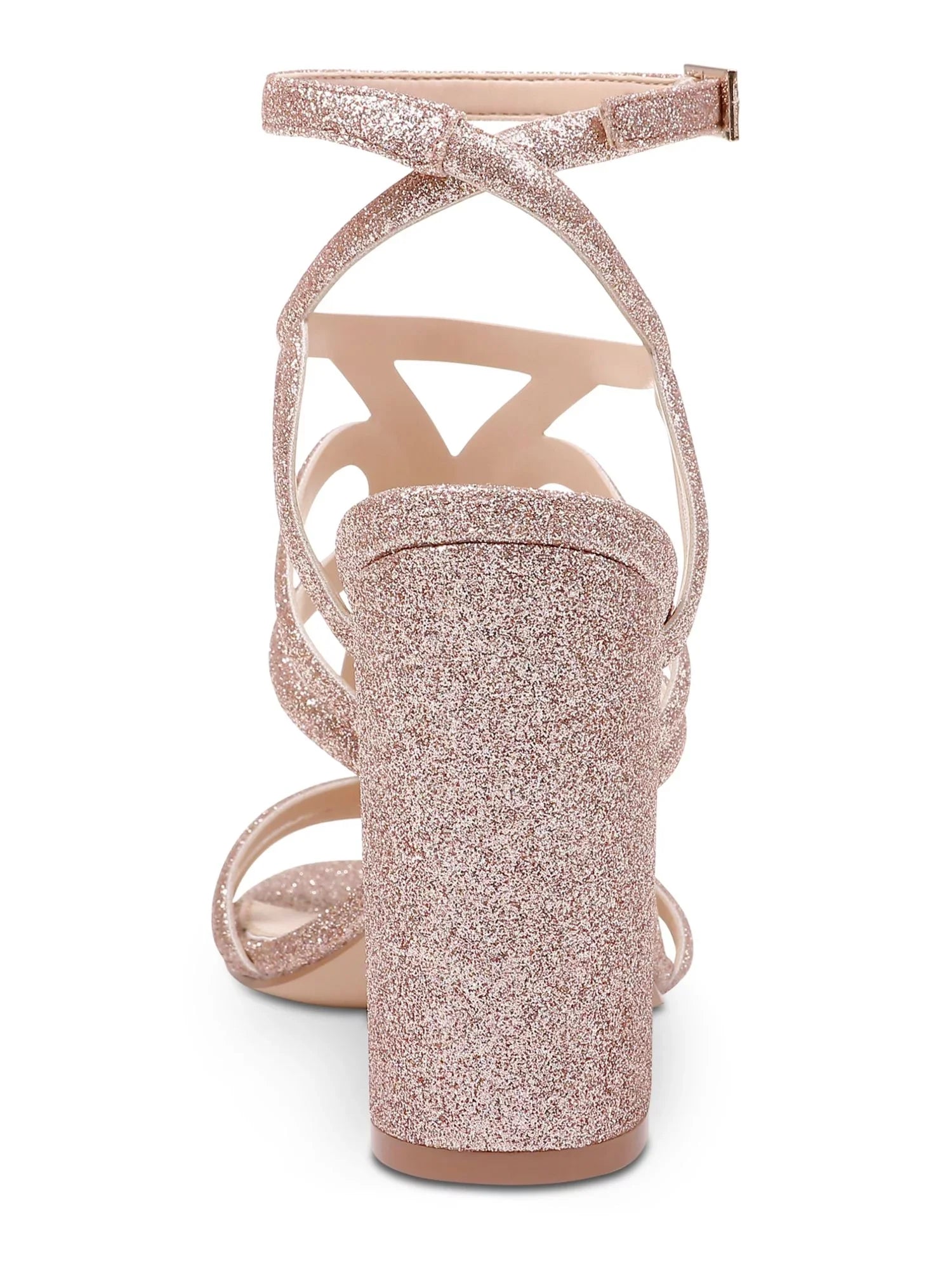Strap Sandal Caged Buckle MISCHKA Shari Flare 6 Padded JEWEL Womens Slingback Toe Round BADGLEY Glitter Ankle Pink
