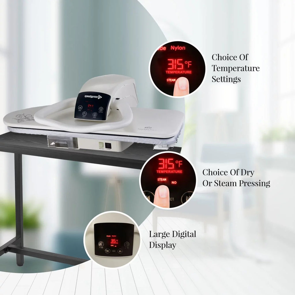 Settings Large Machine Steam Steamer Use 100HD to | Premium Press Multiple With Temperature Extra | Press Digital Steam Easy Inch 40 Iron SpeedyPress and Clothes