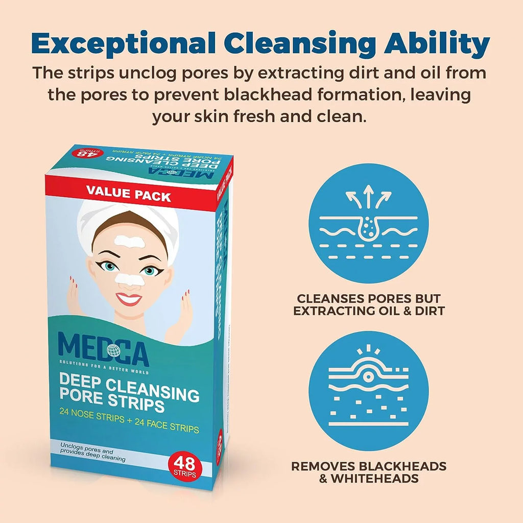 Sensitive Pore 48 Cleansers Strips Pack, Deep Facial Strips Combo MEDca Cleansing