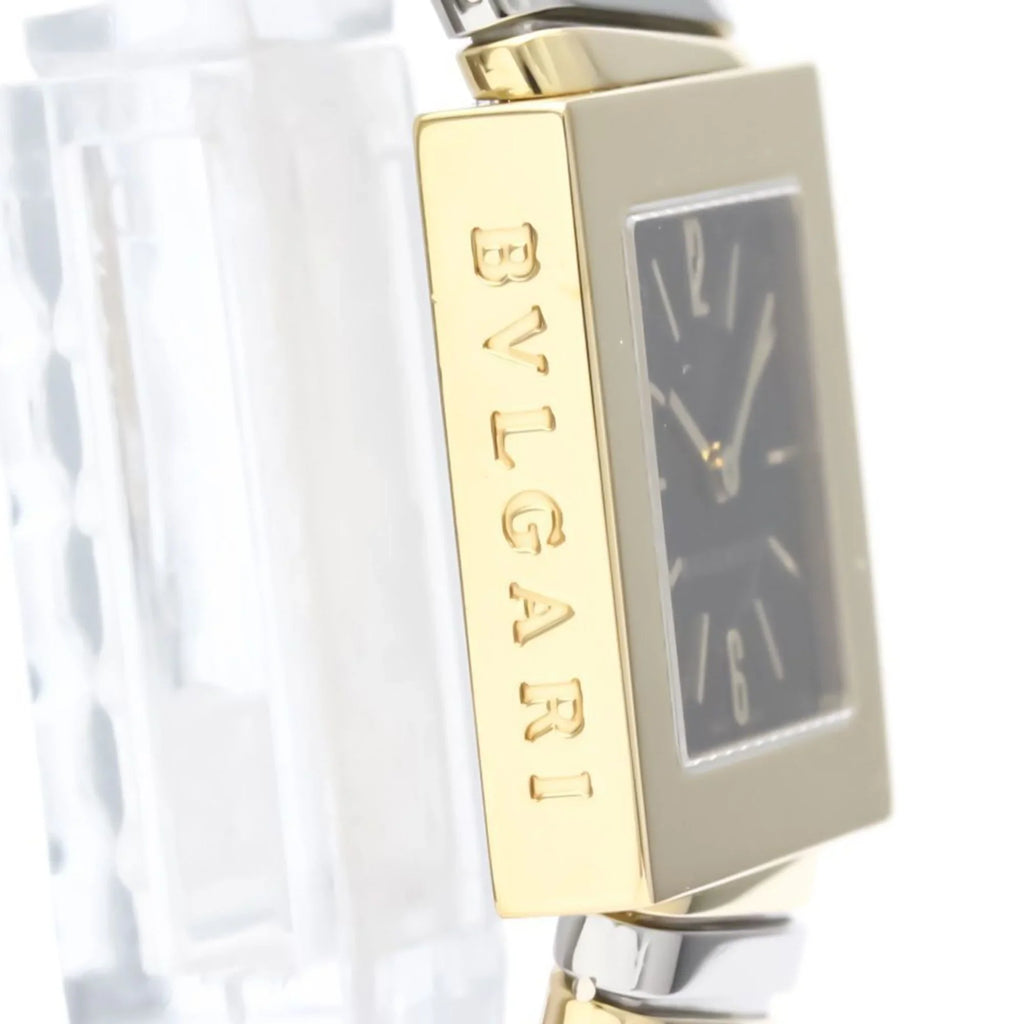 2T (Good) Quartz BVLGARI Watch Gold SQ22 Pre-Owned 18K Polished BF552142 Quadrato Ladies Steel