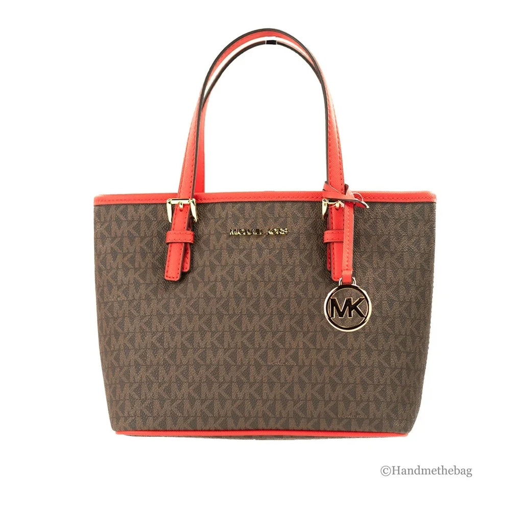 Kors Jet Set Top-Zip Sangria) Logo (Dark Bag Extra-Small Travel Michael Tote