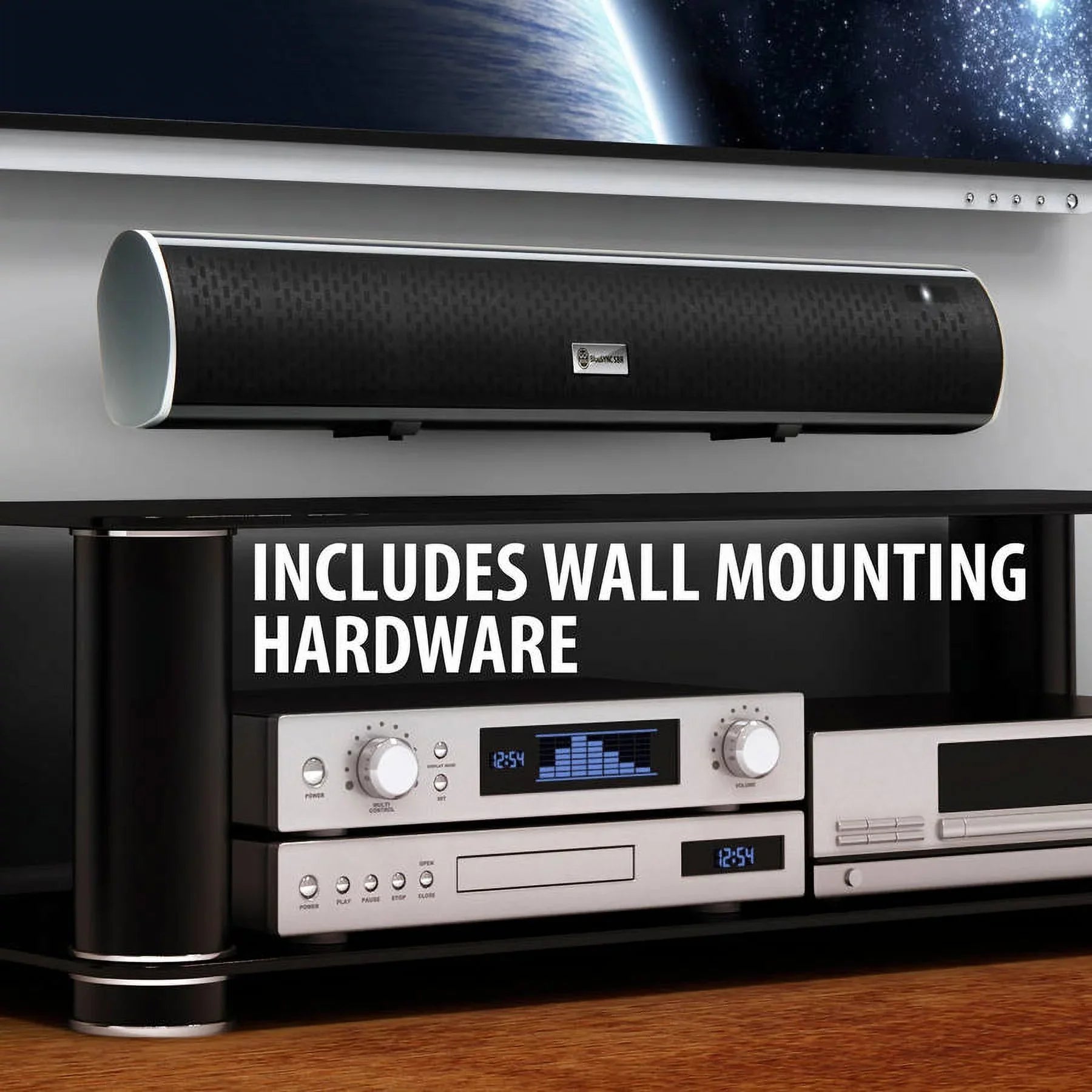 With Bar More Home -  , 2.1 GOgroove HD Wall Mounting , & Kit with and TCL Smart Sony 4K Subwoofer Bluetooth , Speaker & Theater Works TVs Sound , Internal , VIZIO