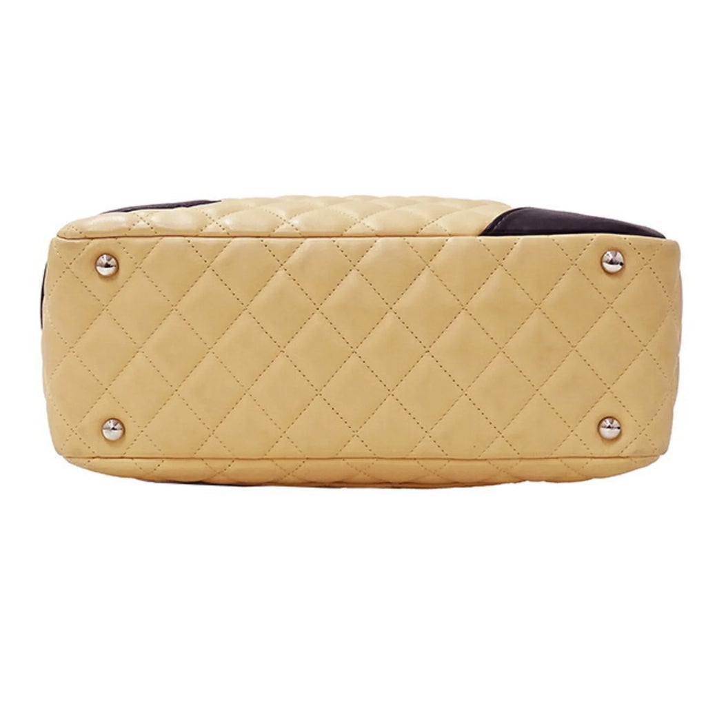 Lambskin Beige CHANEL Women's Handbag (Fair) Cambon Bag Pre-Owned Black