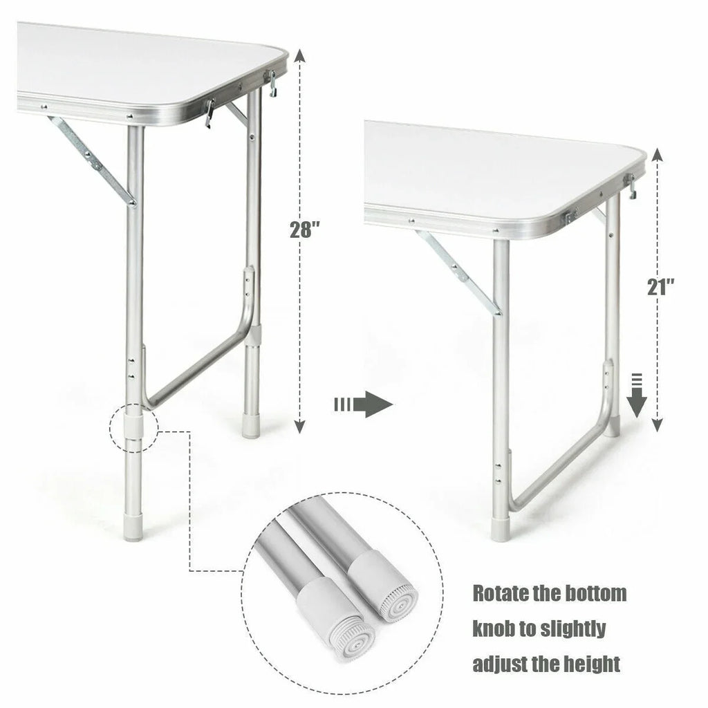 Grey Camping and with Height Adjustable Folding Organizer Aluminum Table Frame Storage