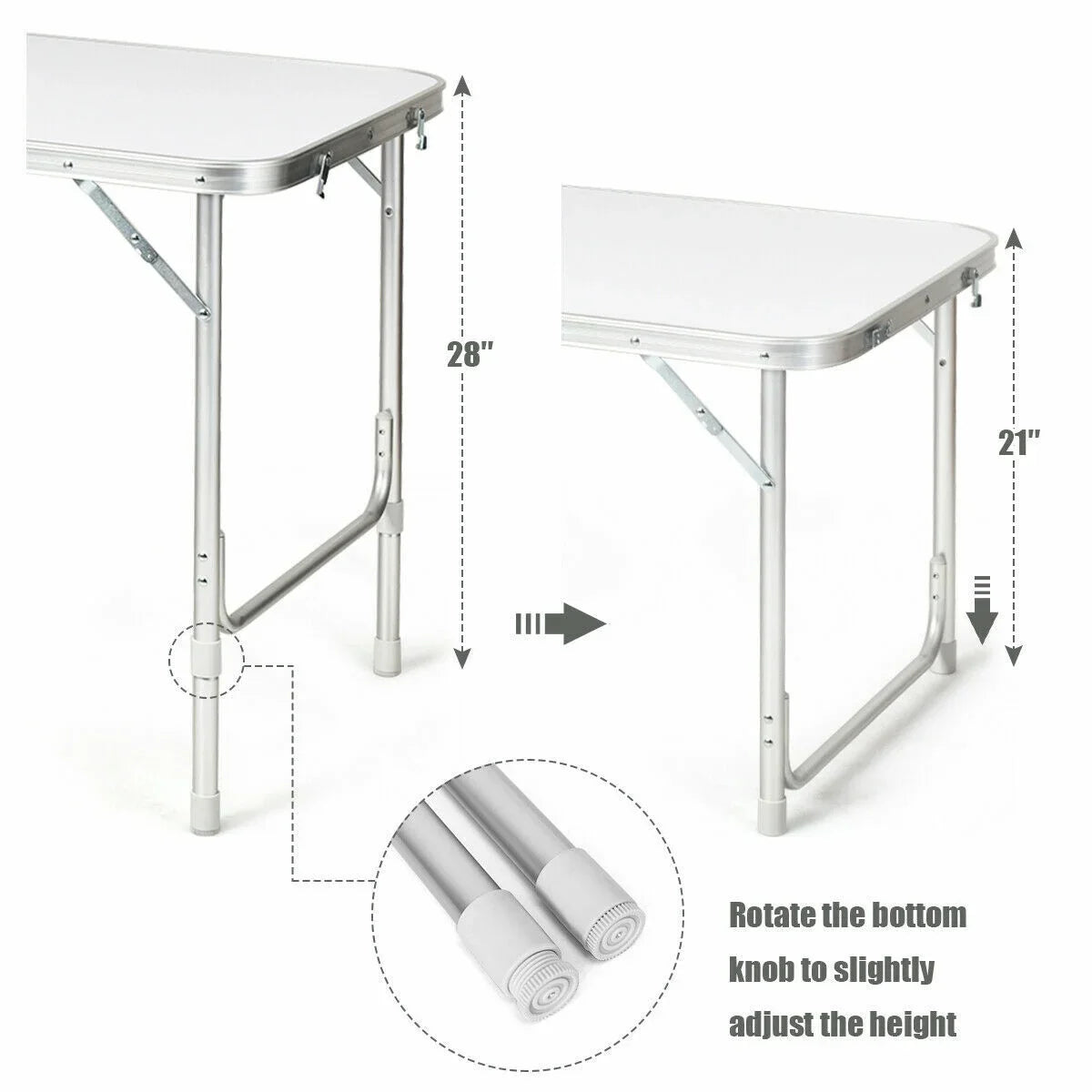 Grey Camping and with Height Adjustable Folding Organizer Aluminum Table Frame Storage