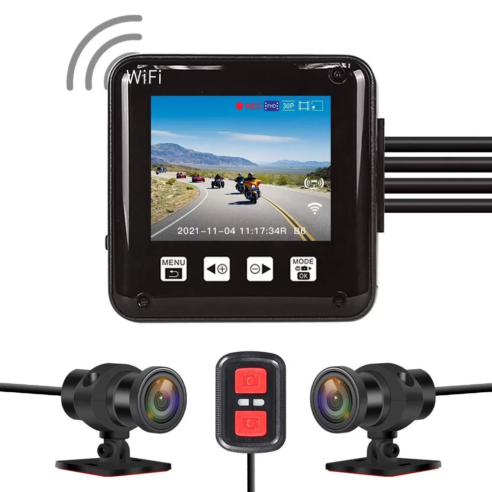 Loop 2 Night 150° Fish Screen HD Inch Angle Dash Camera, Front Full G-sensor Recording, Wide Rear Body Eye Vision, Waterproof Cam, WDR, and 1080P VSYSTO Lens Motorcycle SonyIMX307