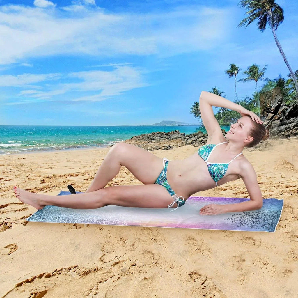 Super Bestwell Quick Oversized Lightweight Absorbent Beach Travel - Dry Towel Towels Holiday（156） Mandala's for Purple Swimming Compact Towel Camping -