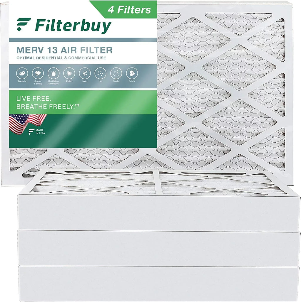 (4-Pack) 13 Filterbuy AC HVAC Filters Pleated Air 10x25x4 Furnace MERV