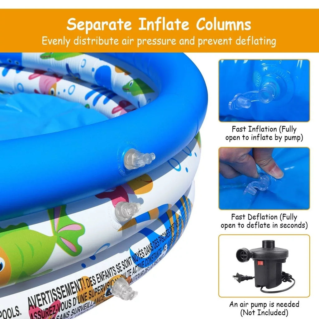 Up 48x10In Inflatable Ball Pool Foldable For Swim Pool 2 Center Kids Pool Blow Family Swimming