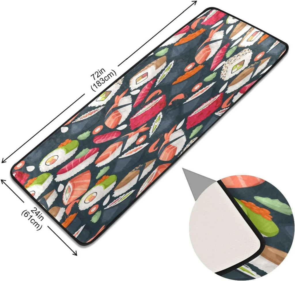 Home Washable Sushi Non-Slip Decor Ultra Coolnut Area Rugs Soft Rug Floor 24"x72" Entry Mat Runner Japanese Bathroom for - Kitchen Gifts