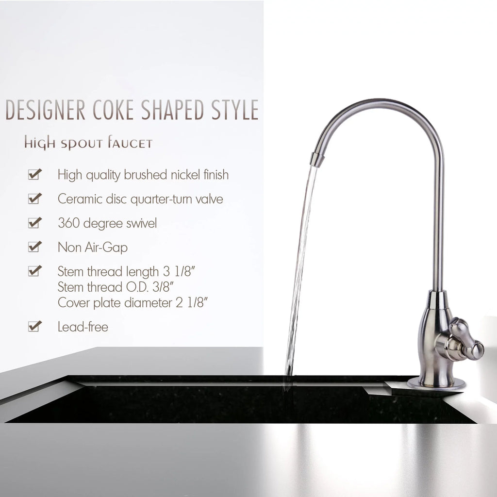 Heavy Nickel iSpring Water, Bar Reverse High RO Sink Brushed Faucet, Kitchen Drinking Spout Osmosis, GK1-BN Contemporary Duty