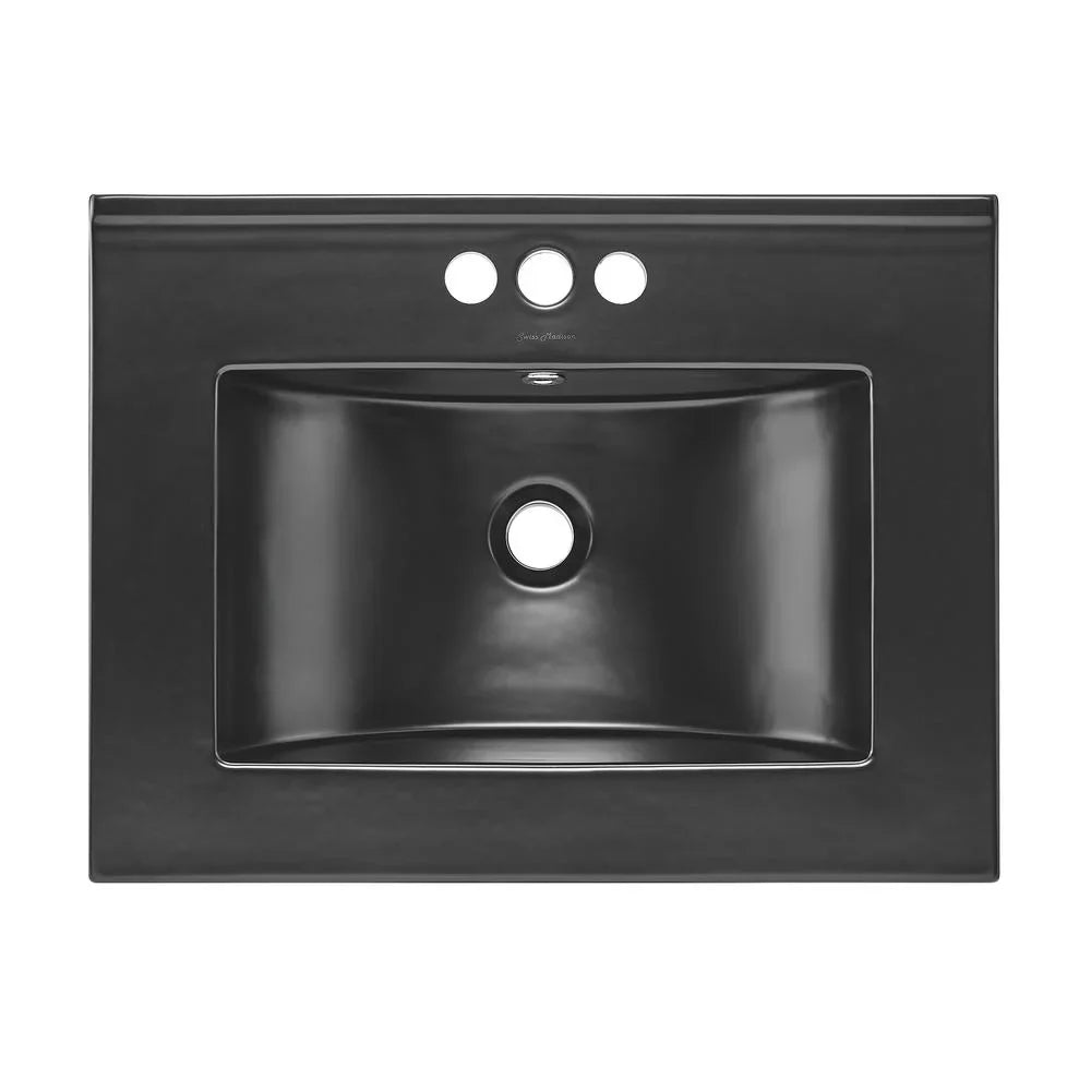 Sink with Black Matte 24" Vanity Faucet Bathroom Holes 4" Top in Centerset