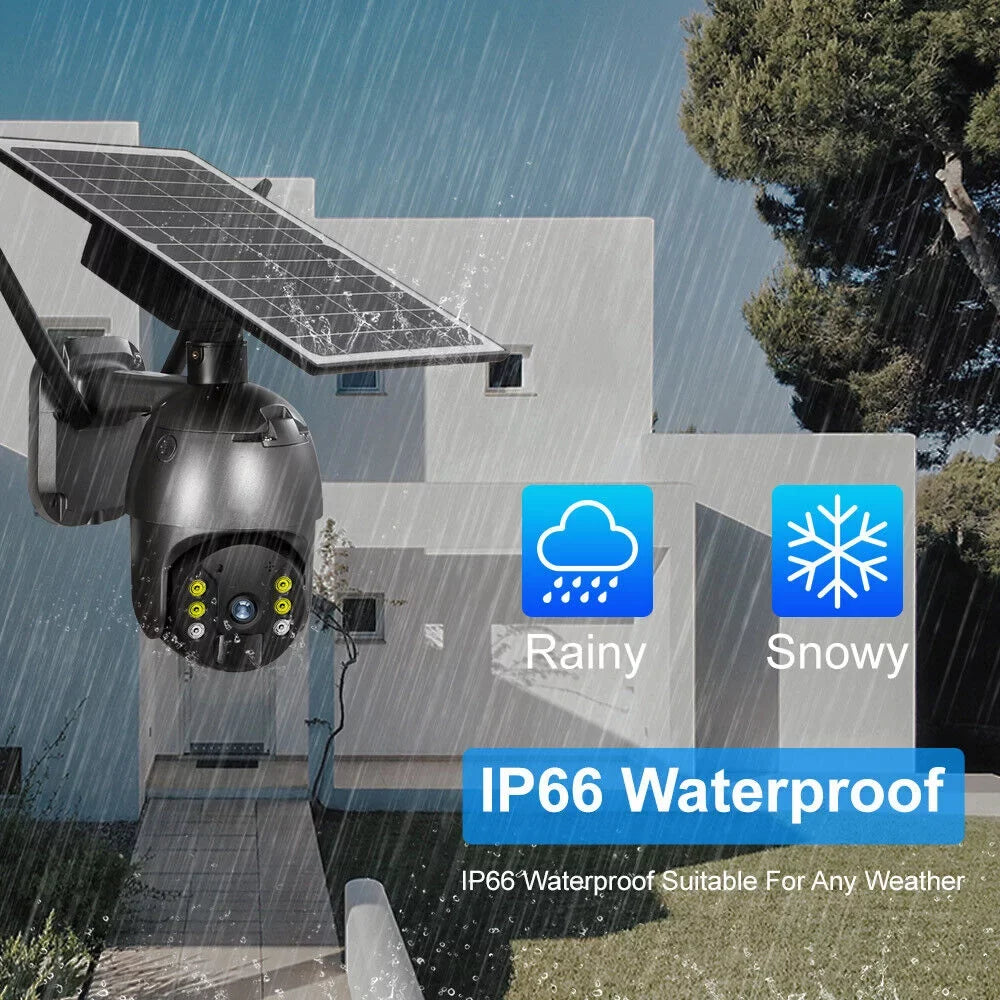 Solar Outdoor IP66 Wireless 1080P PTZ PIR Detection, Surveillance Camera Audio, 2-Way Detection AI HD Waterproof, Security WIFI Camera, DFITO Human CCTV Camera Security Motion