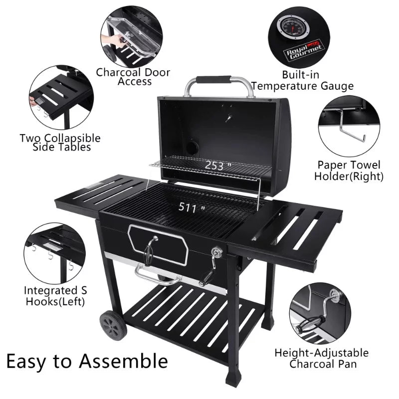 Camping Smoker Charcoal Patio Backyard camping Cooking, USA BBQ Deluxe Grill, Picnic
