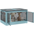 Lids, Stackable and Storage HOMCOM Blue with Collapsible, Wheels, Bins
