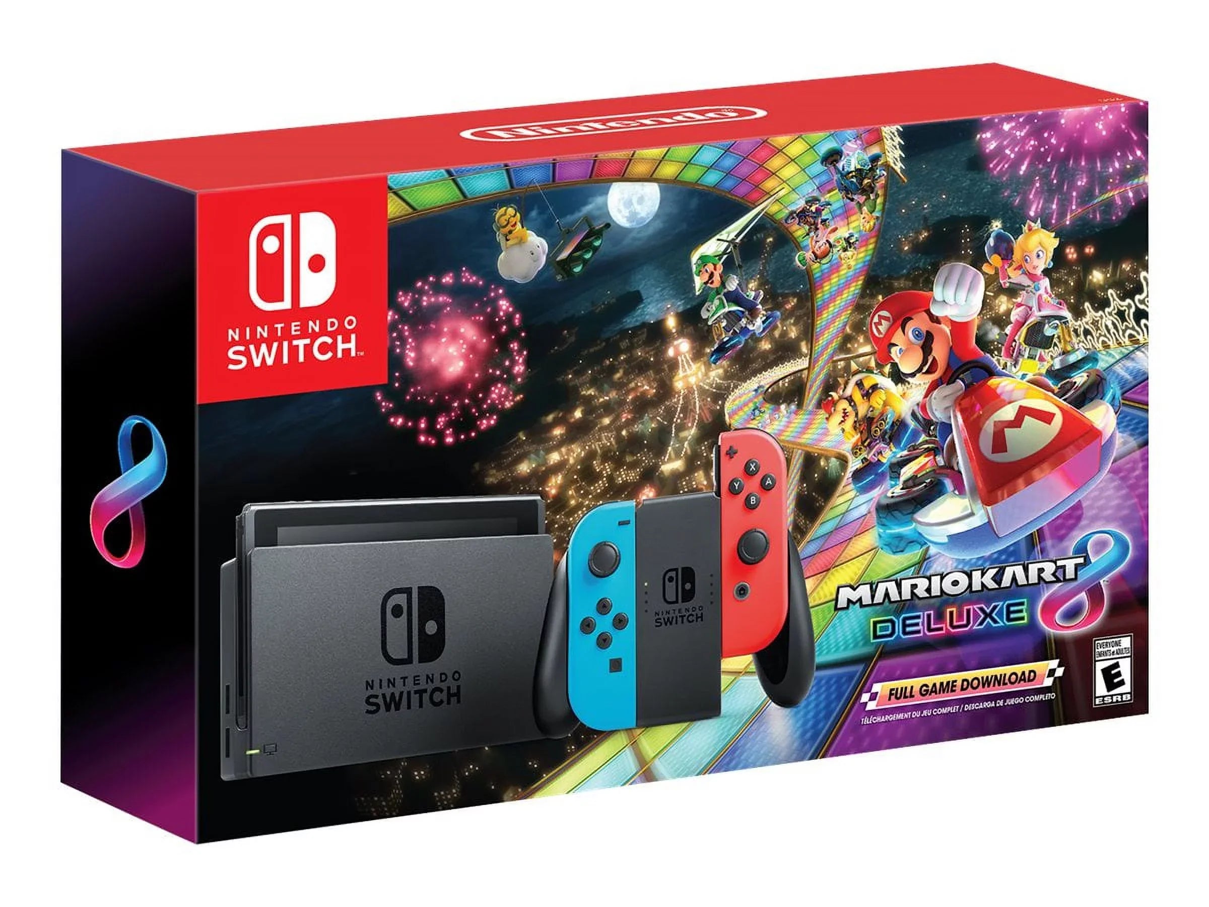 black, Red Full and 8 - Mario Neon Game red, neon Nintendo - HD Deluxe Kart Joy-Con - neon Neon Switch Blue with blue - console