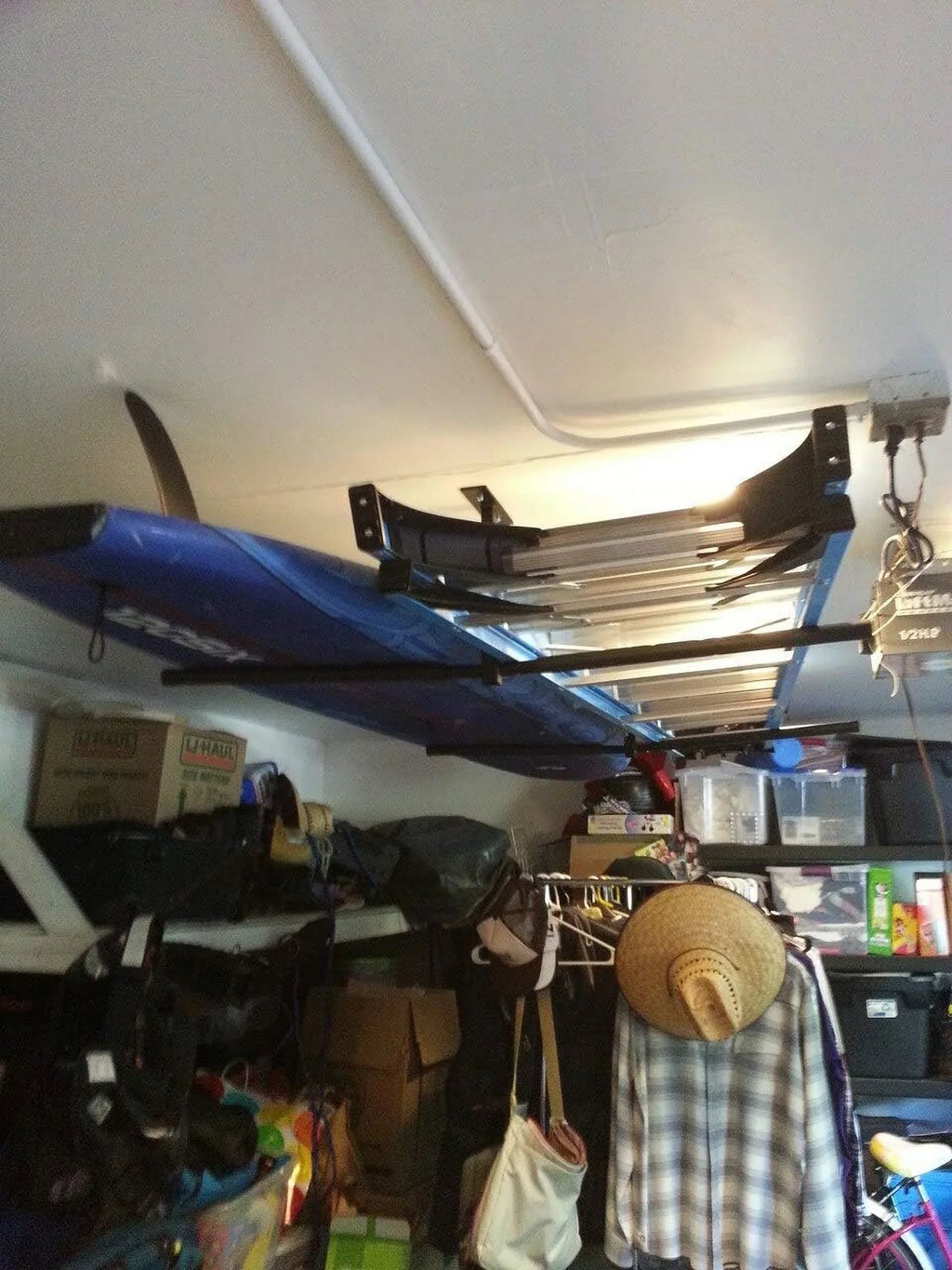 Double Storage Hi 2 Organizer, Port Garage Ladder Rack, Hanger Mount Storeyourboard Ceiling And
