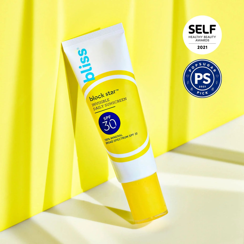 With Bliss Sunscreen 30-1.4 Invisible Zinc Finish. Star Dioxide Sunscreen Oz. Non - Greasy Oxide & Spf Mineral Spectrum Block Titanium Broad 100% Fl - Face Tinted