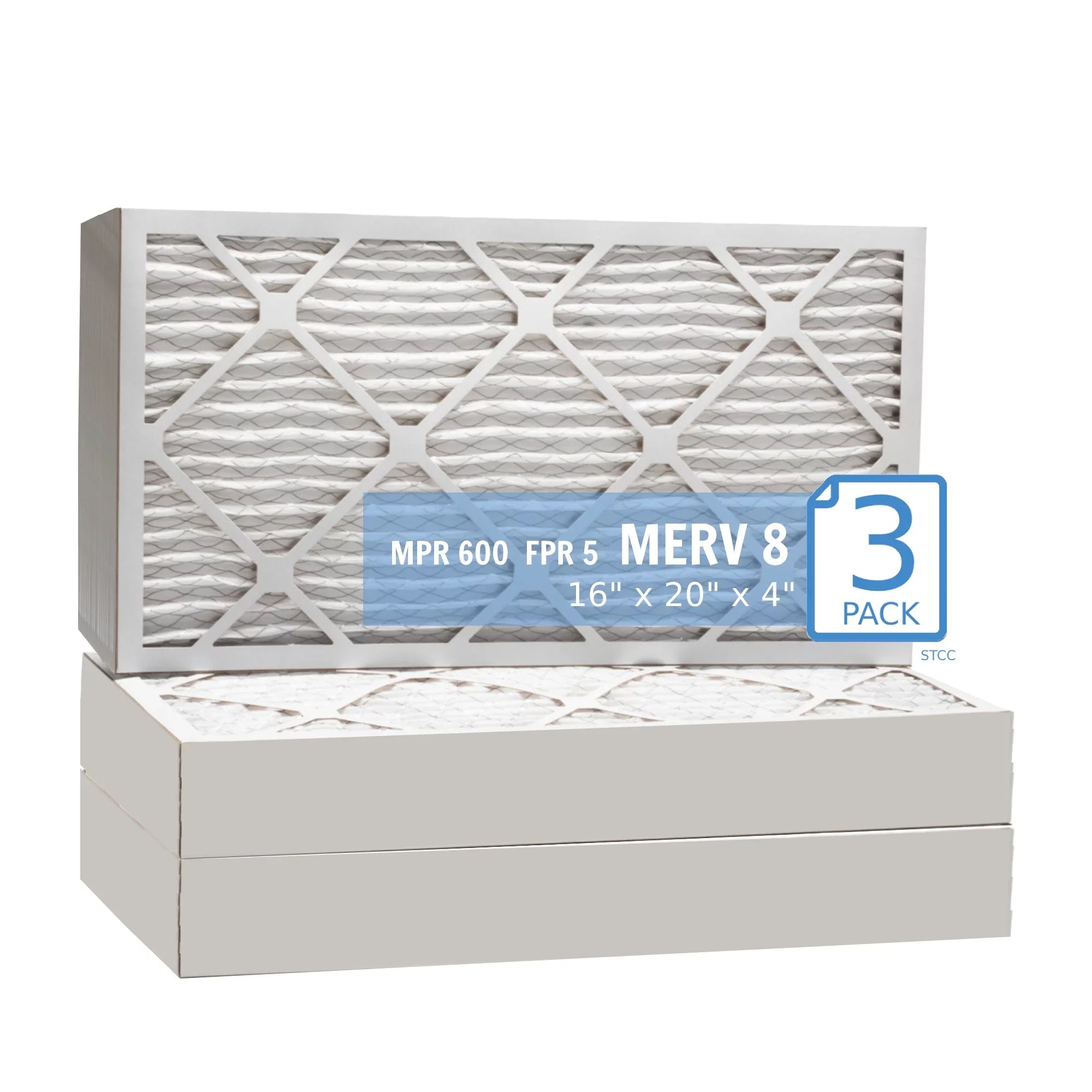 Air Hi-E MERV 40 Pack) Surface 16x20x4, Extended (3 Purolator 8, Filter, Mechanical Pleated