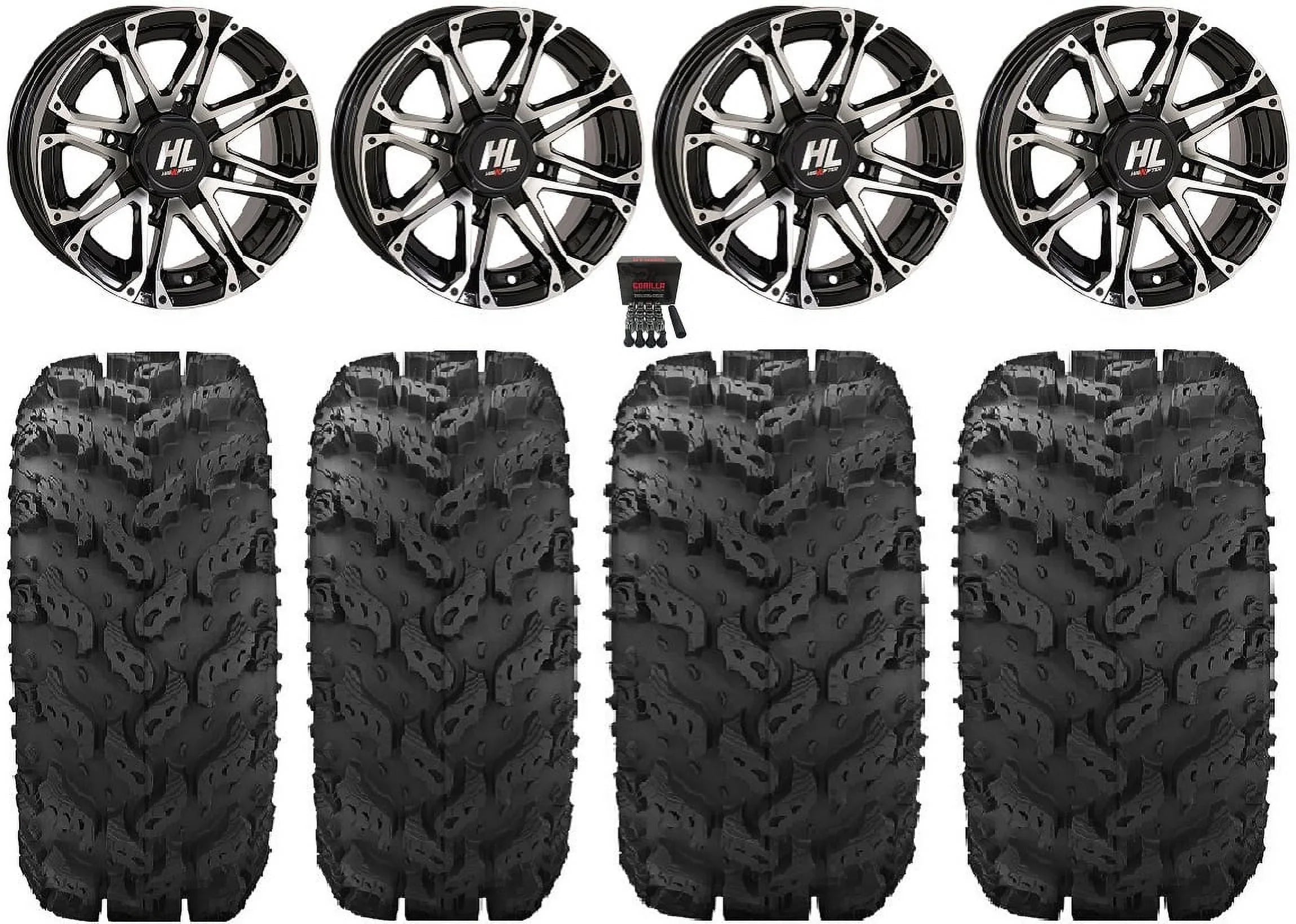 Teryx Wheels Mule Reptile 12" Tires 27" Lifter HL3 Machined High Kawasaki