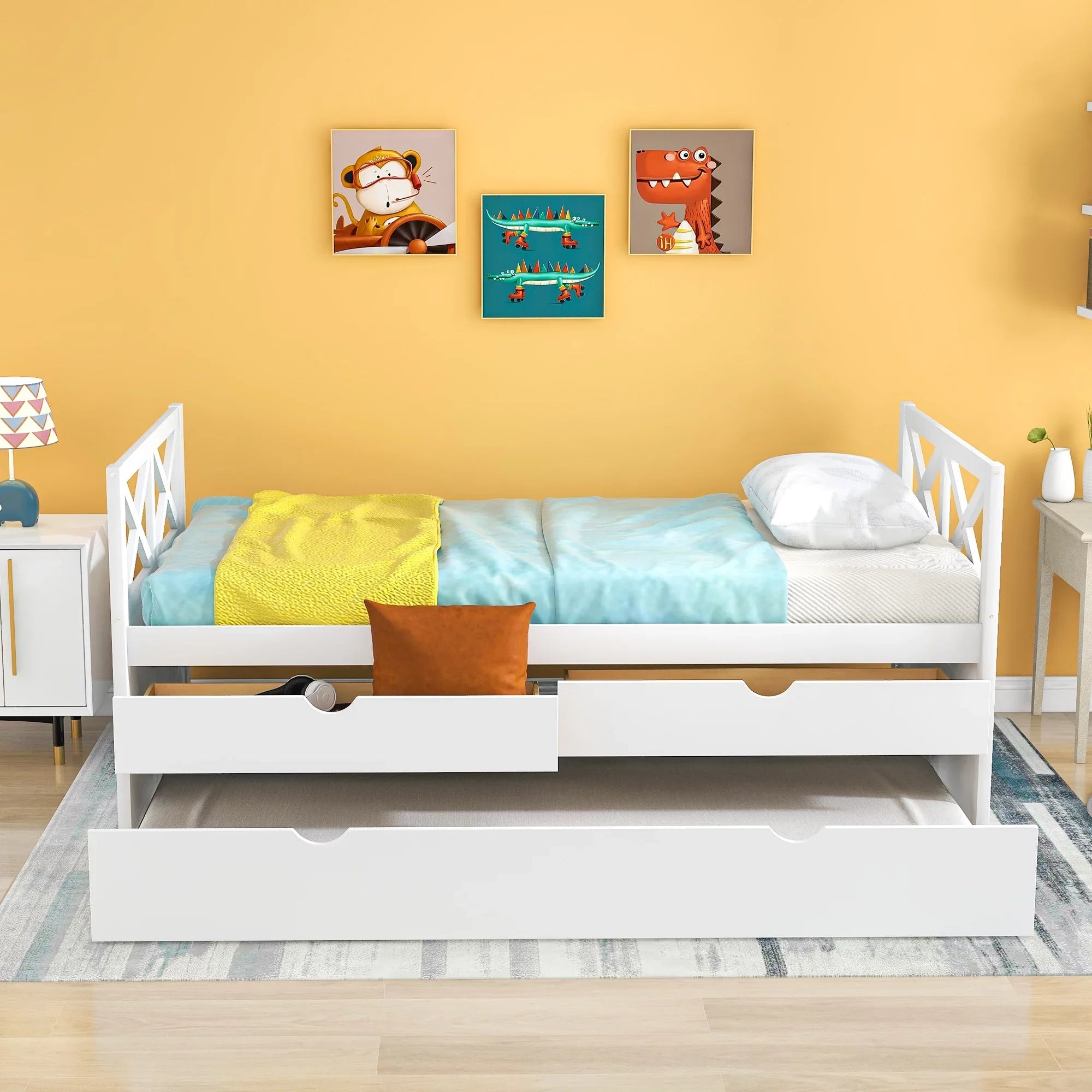 Merax and Multiple Captain Drawers, Colors Solid with Bed Wood Trundle Twin,
