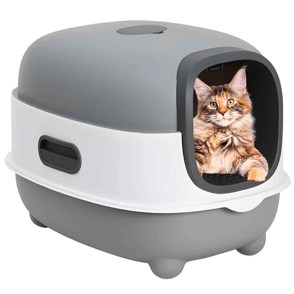 Litter Litter Cat Control,Jumbo Enclosed Hooded,Gray,Door EOIVSH Smelly Box,Pets Cat Large Isolate Boxes,Odor