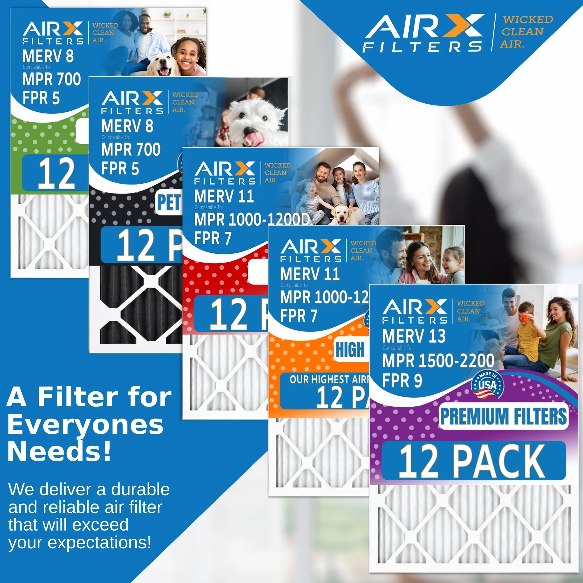 1200 FILTERS Furnace 12 Rating, Air 11 MPR MPR Comparable Made of & AIRX Pack 1000, 18x24x1 - CLEAN USA to Filter MERV by FPR AIR. WICKED 7 in Filters