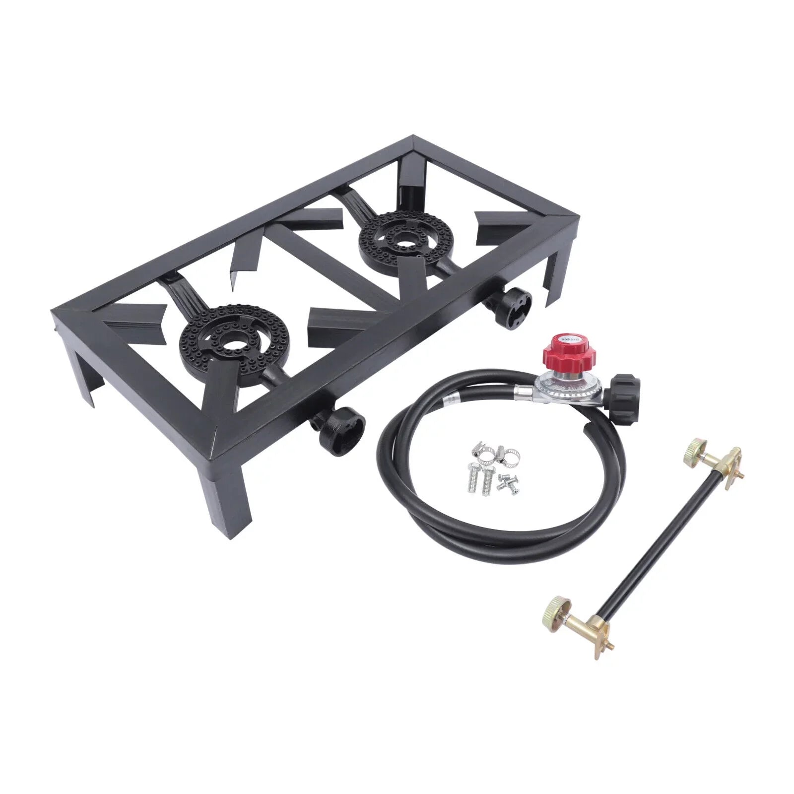 BBQ Stove Propane Hiking Cooker Camping W/ Outdoor 2 Gas Portable Burners Hose 8KW/27295BTU