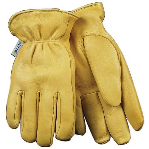 Kinco Lined Shirred Lining, Double Women's Small, Golden Grain Heat Gloves, Back, 90HKW-S Deerskin Keep Elastic