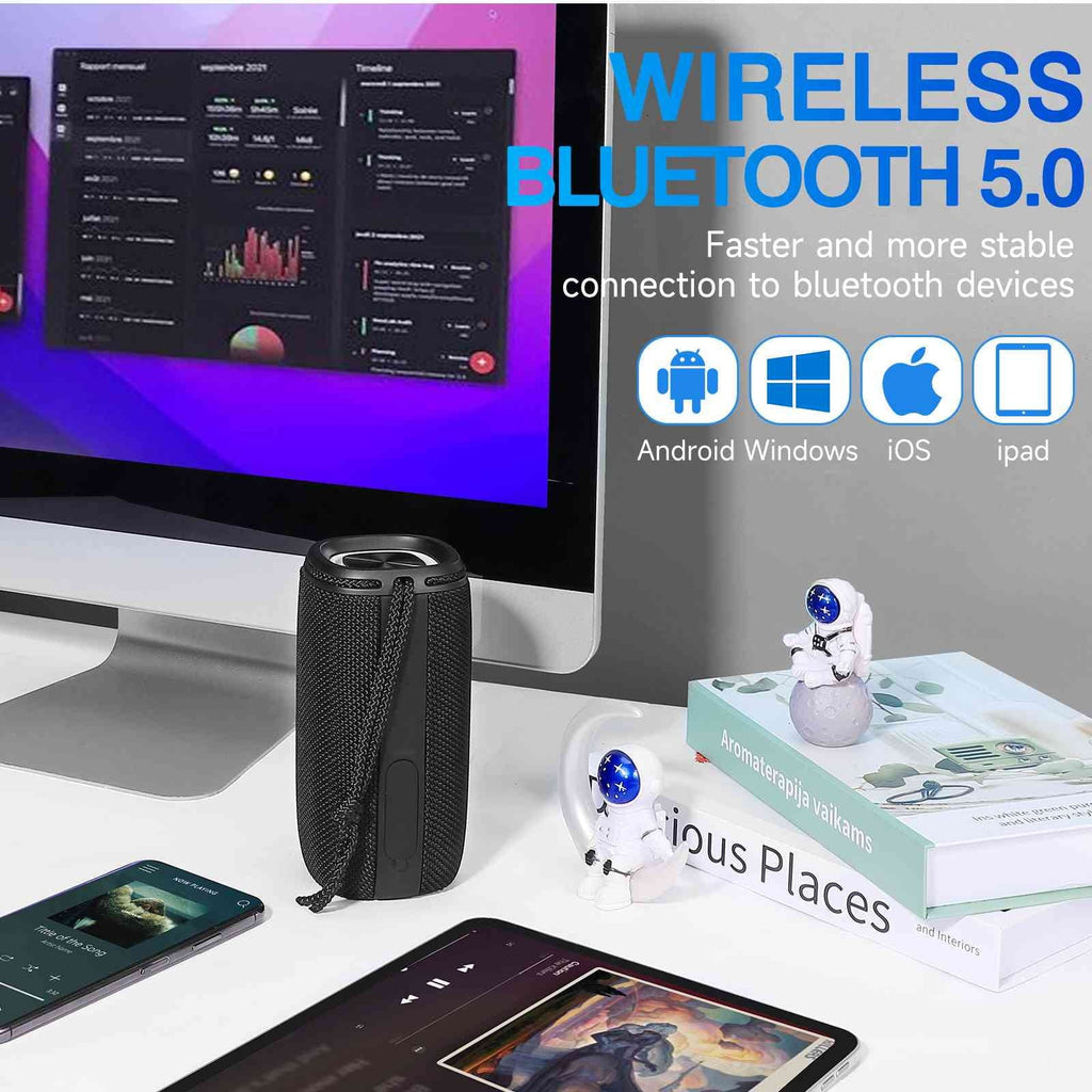 for Punchy Nokia IPX5 Bass, BT5.3, 360° Sound Bluetooth 3.1 X808 Portable Black Wireless Speakers - Surround HD Waterproof Speaker, UrbanX True Speaker with Pairing,
