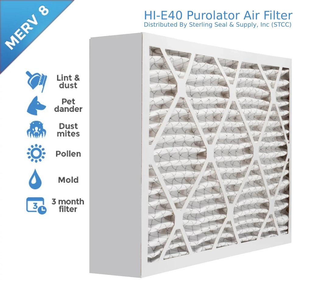 Air Hi-E MERV 40 Pack) Surface 16x20x4, Extended (3 Purolator 8, Filter, Mechanical Pleated