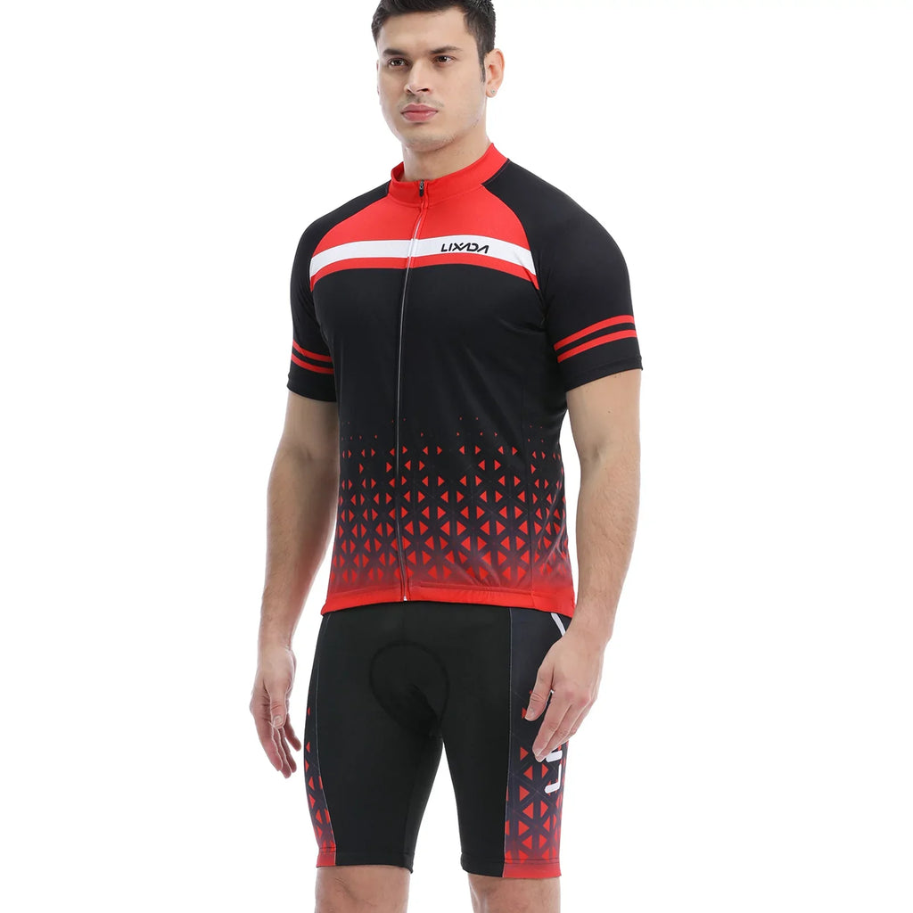 Outfit Shorts Jersey Set Short Men Set Quick- MTB and Padded Breathable Lixada Cycling Sleeve Cycling