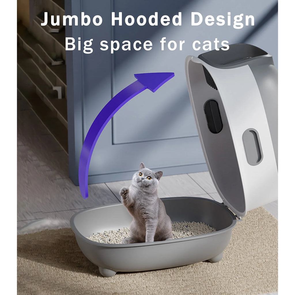 Litter Litter Cat Control,Jumbo Enclosed Hooded,Gray,Door EOIVSH Smelly Box,Pets Cat Large Isolate Boxes,Odor