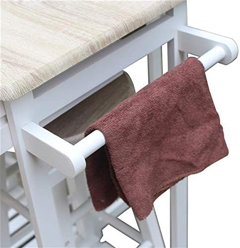 3 Piece Dining Table Set, Kitchen Island Table with Wheels and 2 Drawers, 2 Round Chairs, Kitchen Cart Dining Table Set with Folding Drop Leaf, Small Kitchen Table Set (White)
