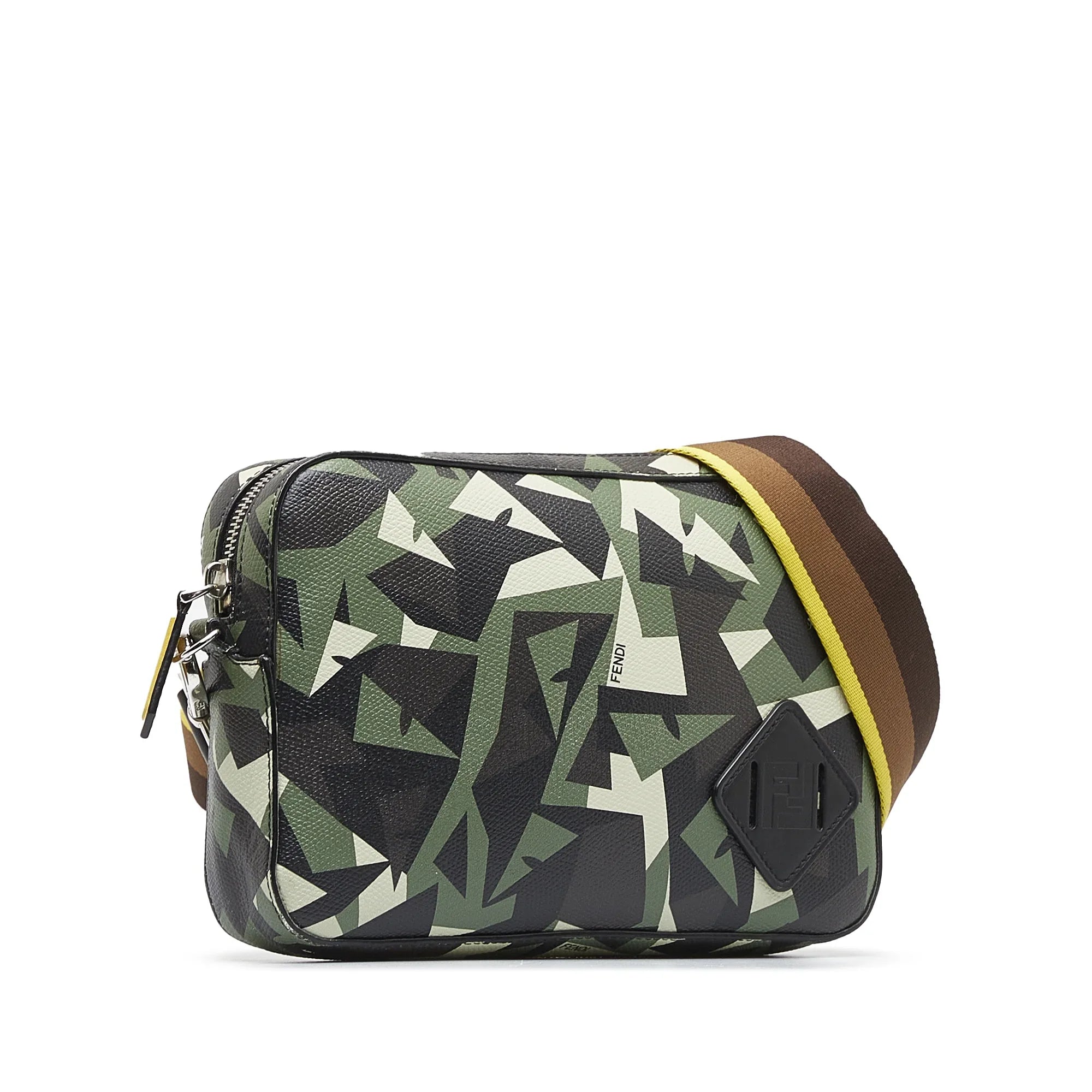 Pre-Owned Camera Monster Calf Eyes Authenticated Green Crossbody Camouflage Bag (Good) Fendi Bag Unisex Leather