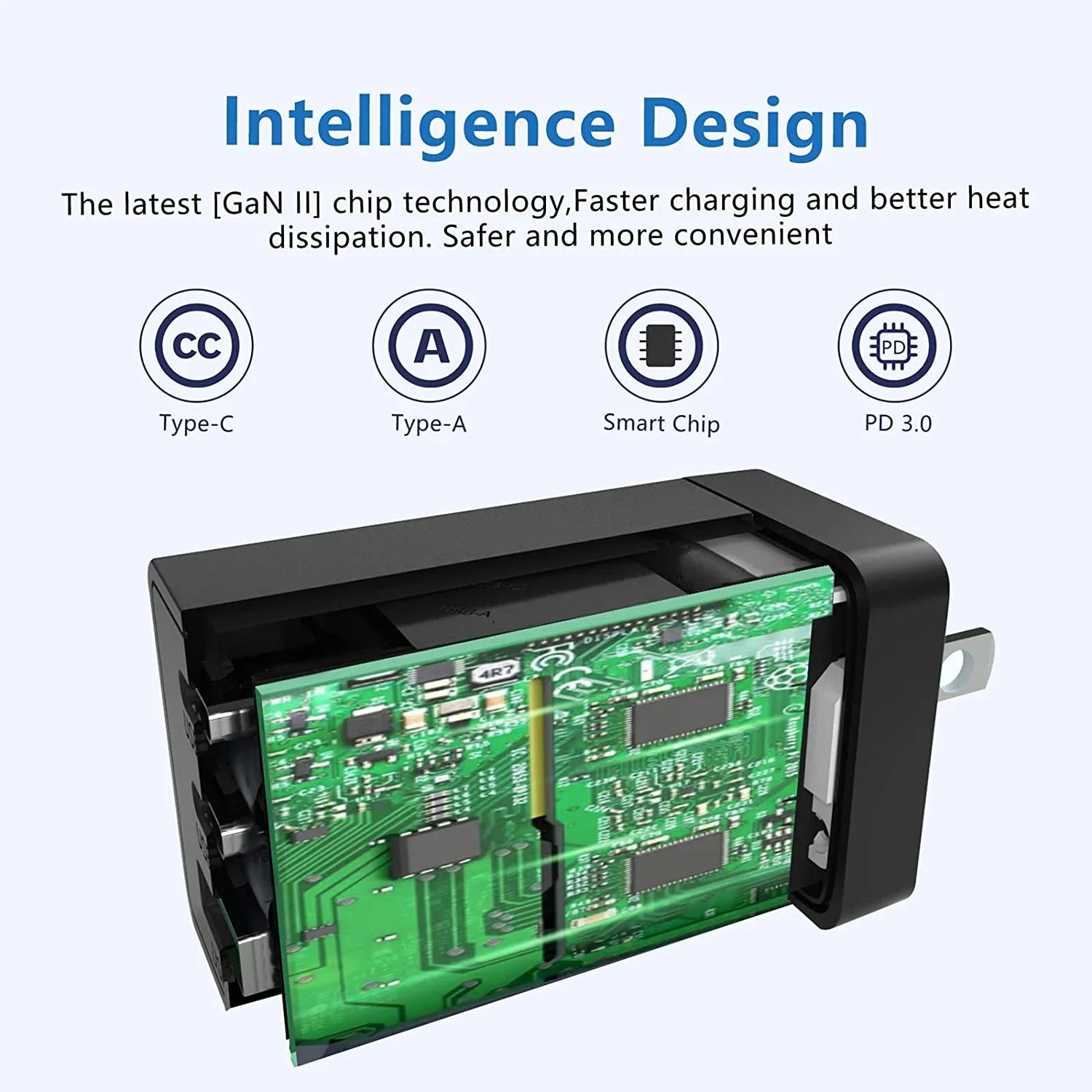 67W Plug Port GaN PD&QC with Power Foldable Adapter Charger, 3 USB C USB Wall USB Adapter, C for