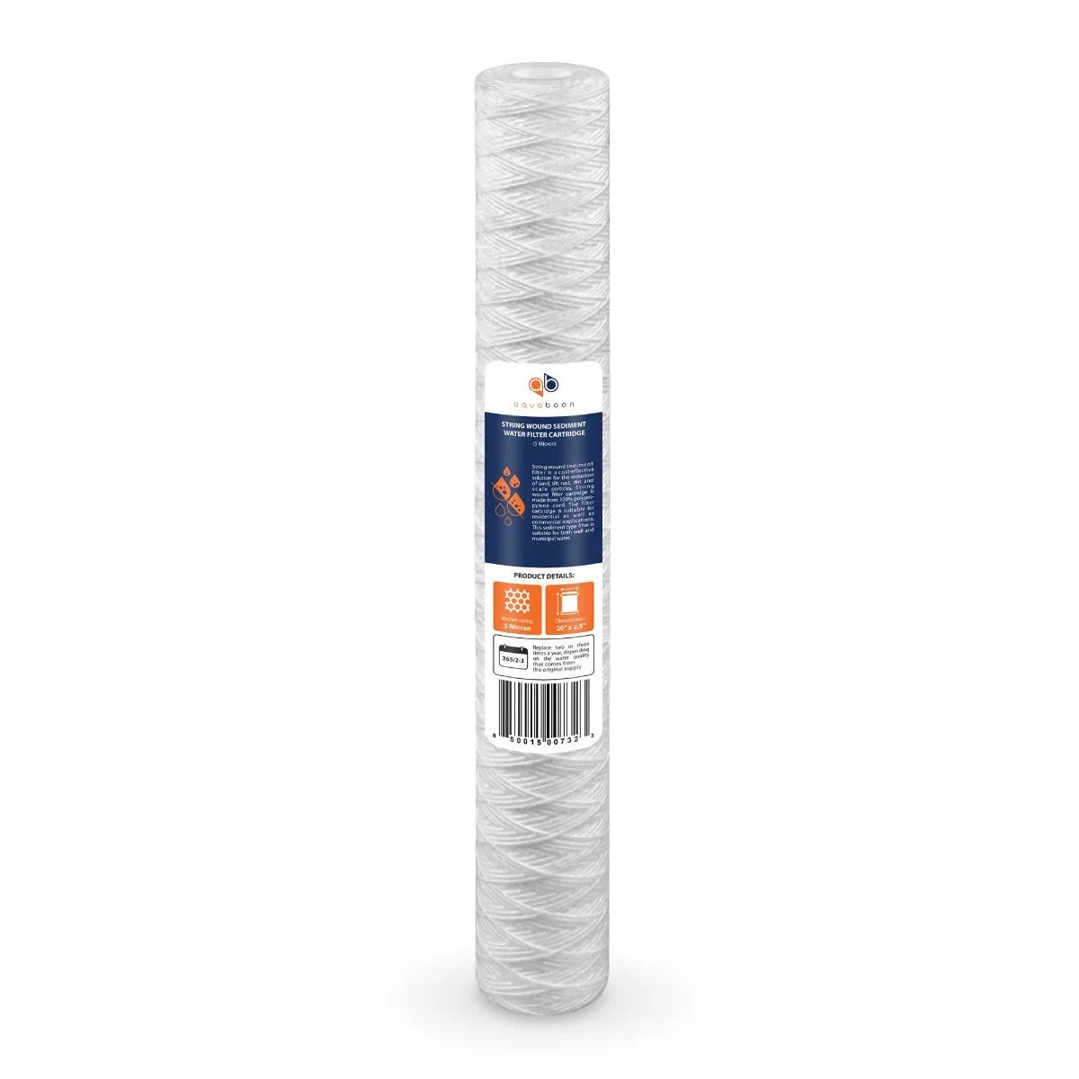 Cartridge 20 | 2.5" 5 inch PD-5-20, Water RO | Micron 6-Pack Unit 20" x AP110-2C, Universal Wound Any Replacement Filter for String Sediment 101-230, Compatible Aquaboon P5-20, CFS124-C20, with