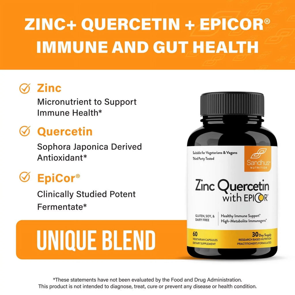 EpiCor® - Support, Servs Sandhu’s Year-Round Zinc Quercetin, 30 200mg 500mg Immune (Fermentate) with